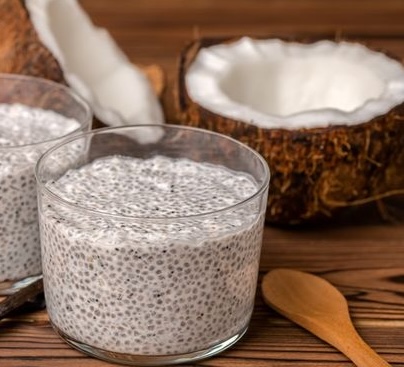 Keto Vegan chia and coconut bowl