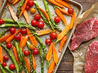 Steak con vegetales